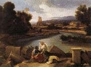 POUSSIN, Nicolas Landscape with Saint Matthew and the Angel oil